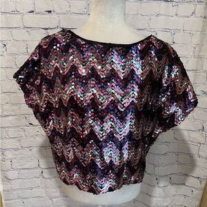 Vintage Circa 2000 multicolor Sequin Top/blouse Lined Size Large